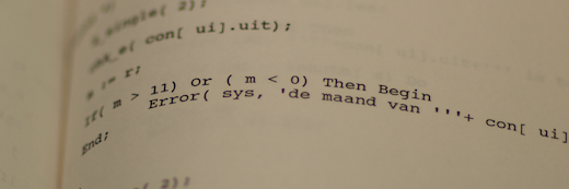 Photo of the 1988 source code of PAP (Pension Analysis Program).